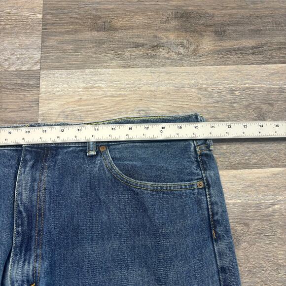 Levis 505 Red Tab Blue Mens 42x31 Regular Fit Straight Leg Mid Wash Denim Jeans - Picture 8 of 14